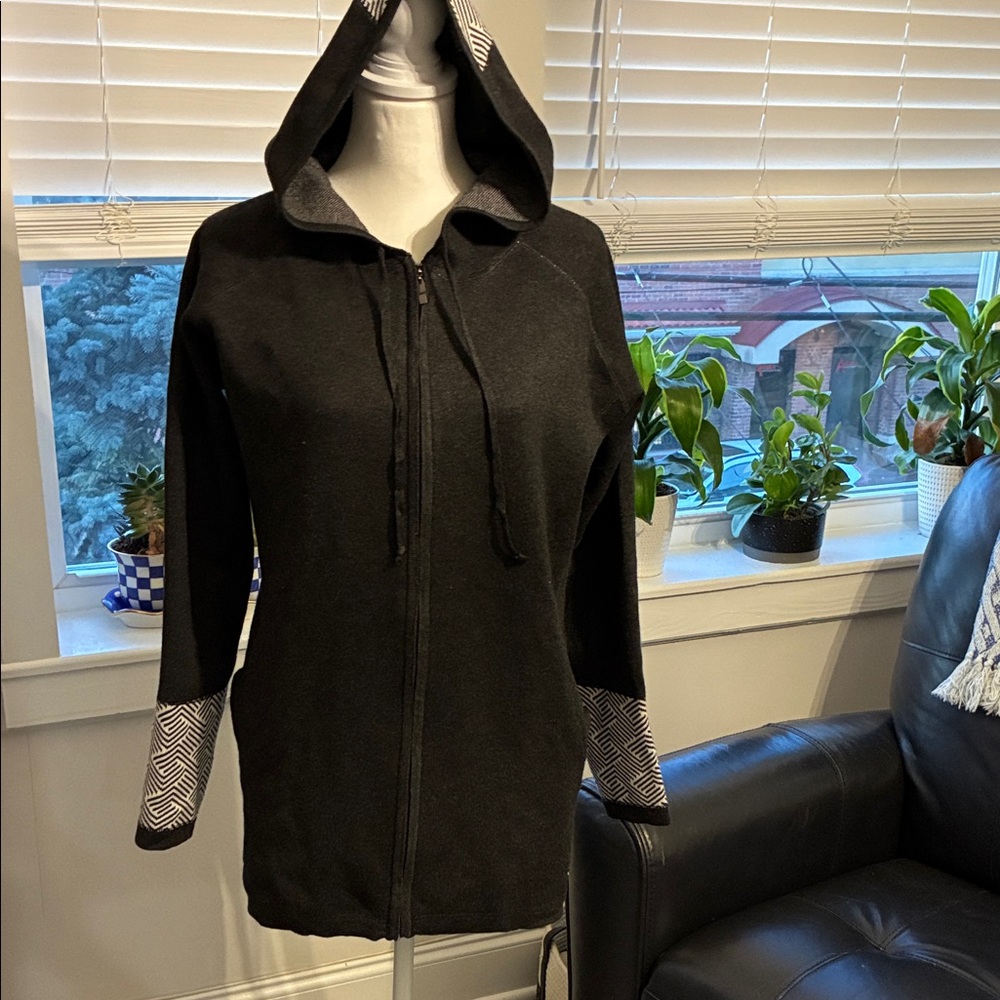 Women's Black Hooded Top